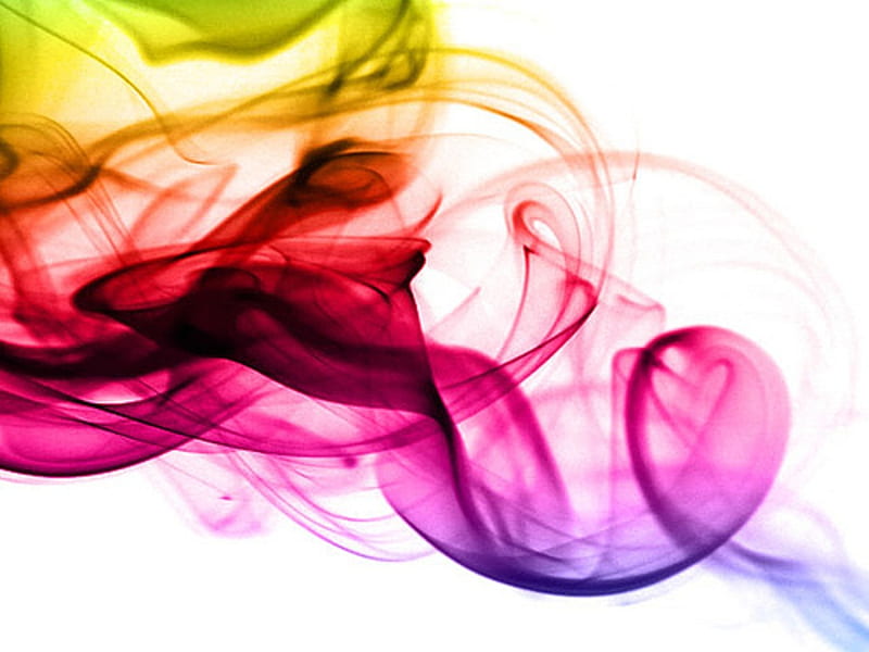 rainbowsmoke. jpg, colors, curls, smoke, wild, HD wallpaper