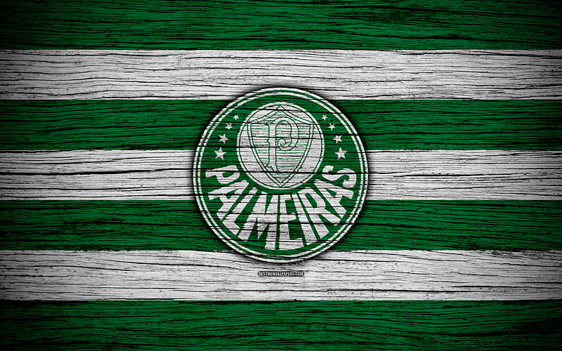 Palmeiras Brazilian Seria A, logo, Brazil, soccer, Palmeiras FC, football club, wooden texture, FC Palmeiras, HD wallpaper