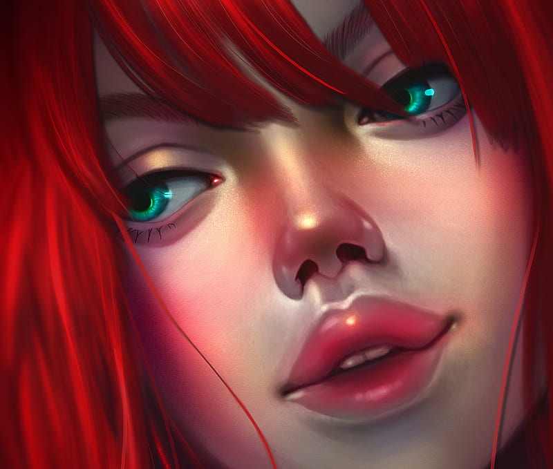 girl-red-hair-green-eyes-painting-hd-wallpaper-peakpx