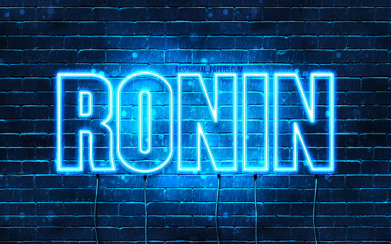 Ronin with names, horizontal text, Ronin name, blue neon lights, with Ronin name, HD wallpaper