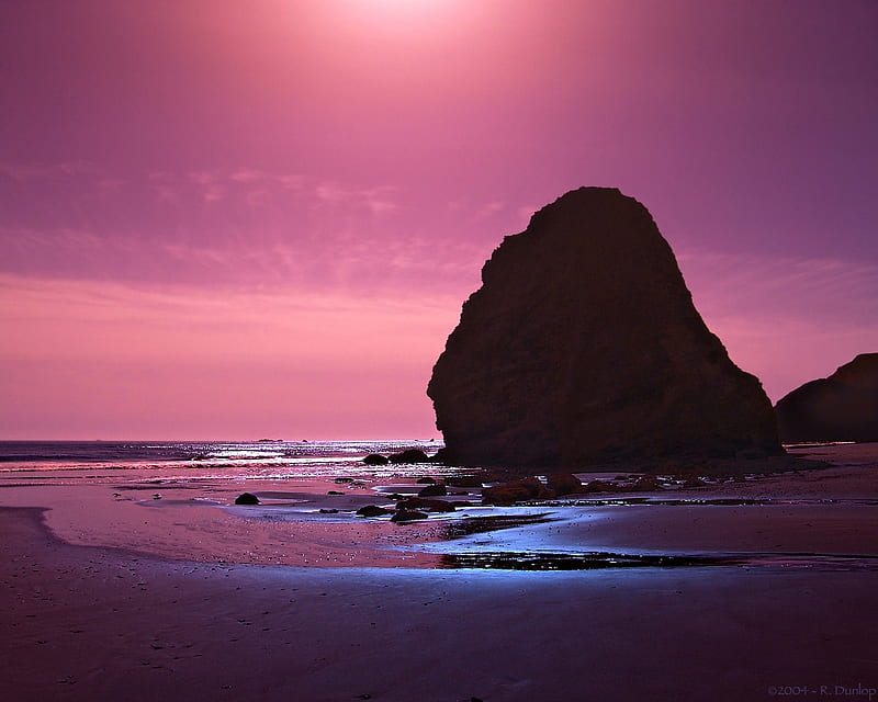 Sentinel II, beach, pretty, nice, lovely, sunset, pink, HD wallpaper
