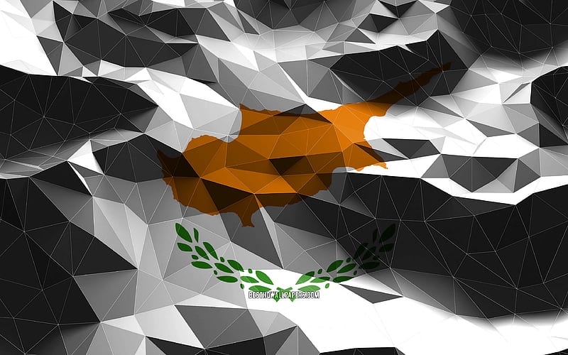 Cypriot flag, low poly art, European countries, national symbols, Flag of Cyprus, 3D flags, Cyprus flag, Cyprus, Europe, Cyprus 3D flag, HD wallpaper