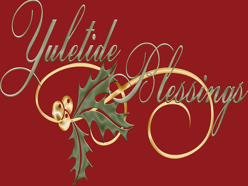 Yule Tide Greetings, Text, holiday, Christmas, red, gold, green, HD wallpaper