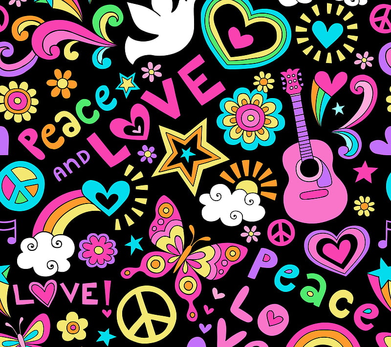 Peace And Love, abstract, love peace, pattern, HD wallpaper