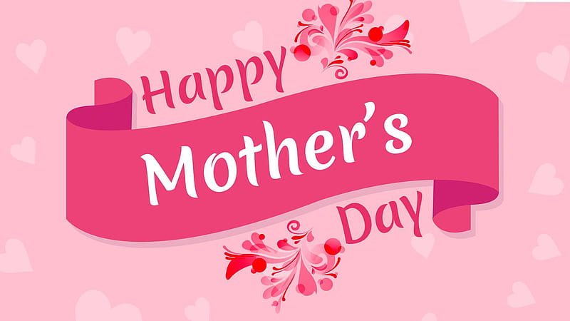 Happy Mother's Day Word In Pink Heart Shapes Background Happy Mother's ...
