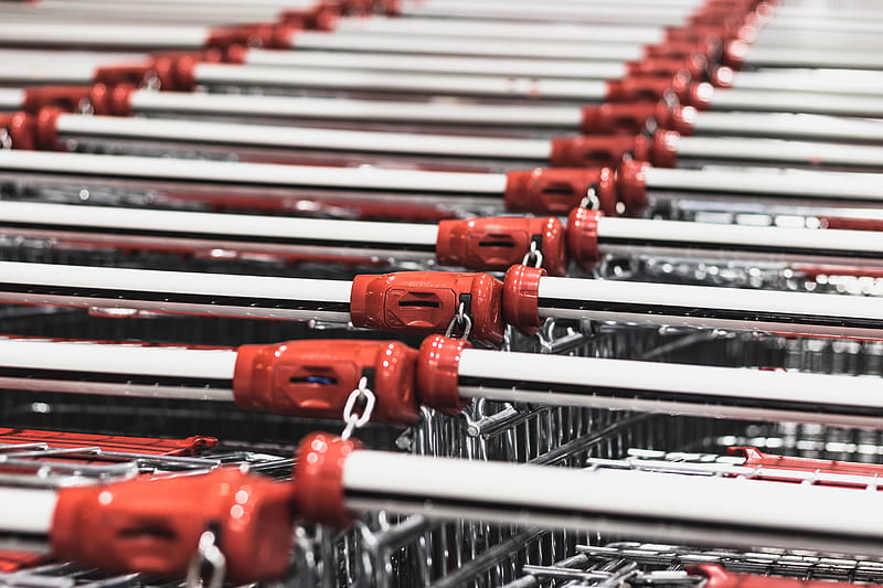 stacked shopping carts, HD wallpaper