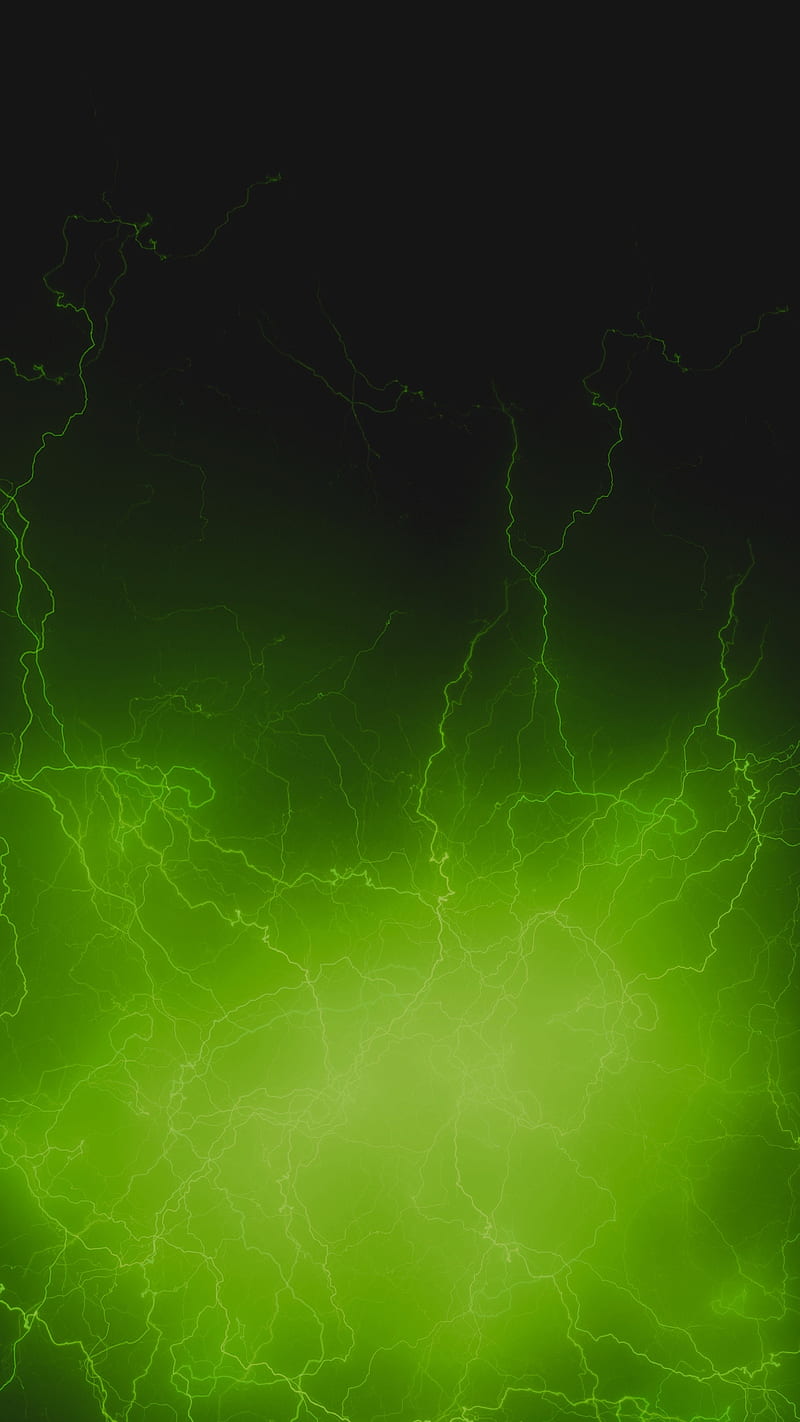 Green Lightning, FMYury, abstract, black, bright, color, colorful, colors, energy, gradient, layers, light, lightnings, magic, power, smooth, HD phone wallpaper