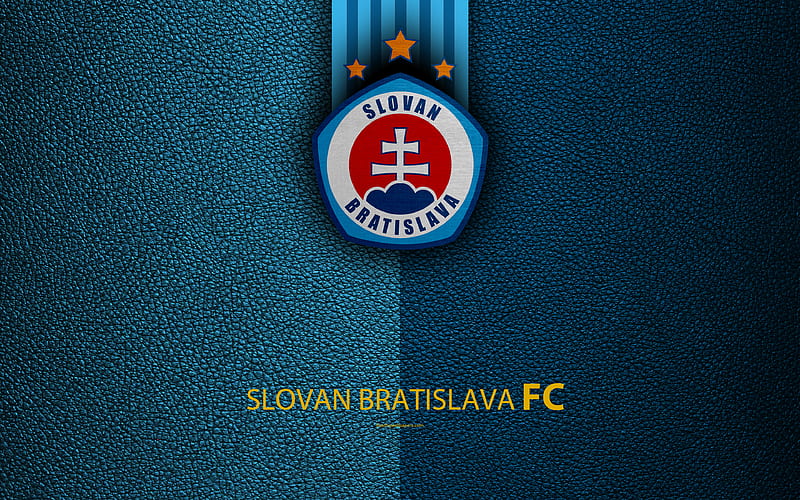 Slovan Bratislava FC Slovak football club, logo, leather texture, Fortuna liga, Bratislava, Slovakia, football, HD wallpaper