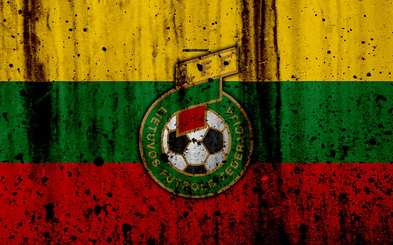 Lithuania national football team logo, grunge, Europe, football, stone texture, soccer, Lithuania, European national teams, HD wallpaper