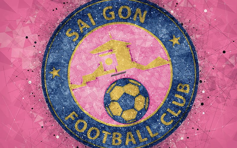Sai Gon FC geometric art, logo, pink background, Vietnamese football club, V-League 1, Ho Chi Minh City, Vietnam, football, HD wallpaper