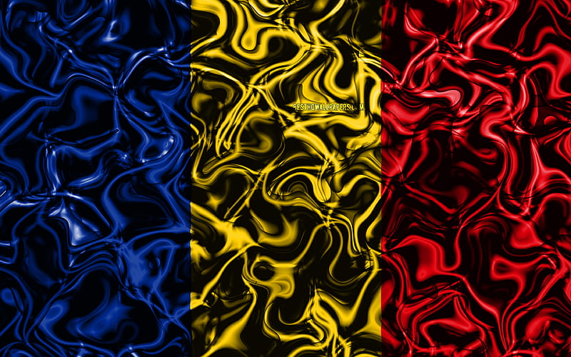 Flag of Romania, abstract smoke, Europe, national symbols, Romanian flag, 3D art, Romania 3D flag, creative, European countries, Romania, HD wallpaper