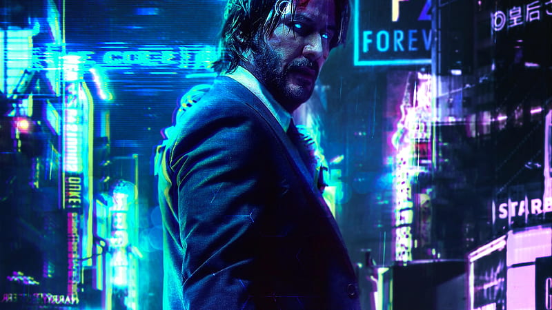 Cyberpunk 2077 , John Wick, Keanu Reeves, Graphics CGI, HD wallpaper