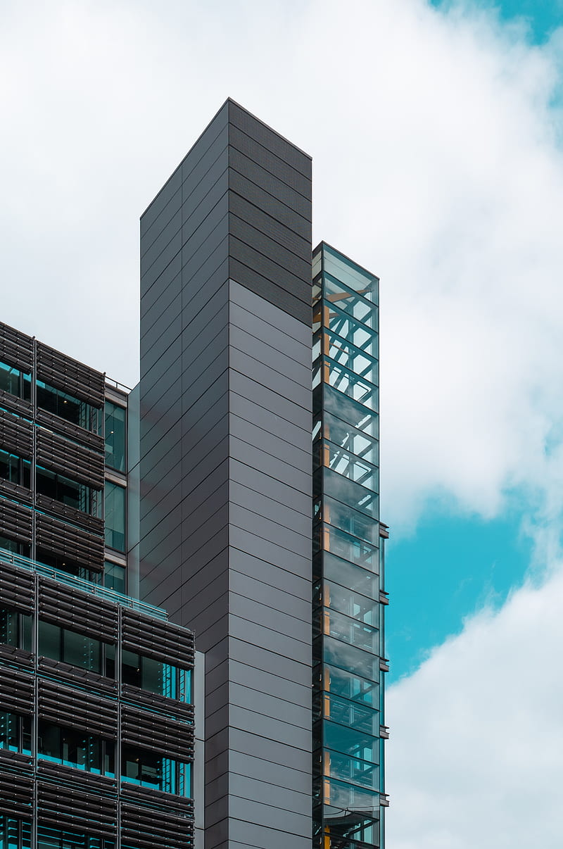 buildings, architecture, skyscrapers, clouds, sky, bottom view, HD phone wallpaper