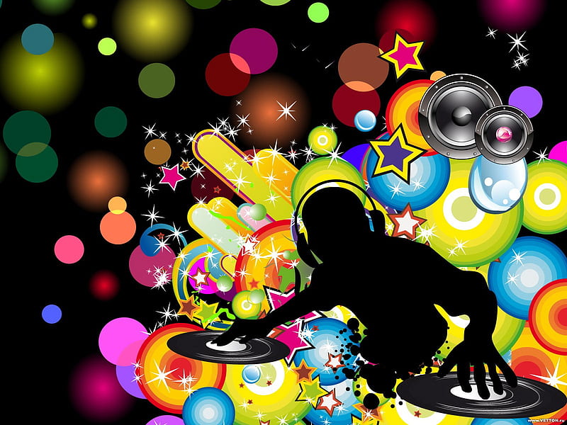 DJ Star, disc, circles, shadow, dj, star, HD wallpaper