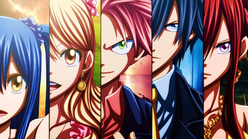 Wallpaper : illustration, anime, Fairy Tail, Scarlet Erza, Dragneel Natsu,  mythology, Fullbuster Gray, Happy Fairy Tail, Heartfilia Lucy, ART,  1920x1080 px, computer wallpaper, mangaka, fiction, cg artwork 1920x1080 -  goodfon - 797409 - HD Wallpapers