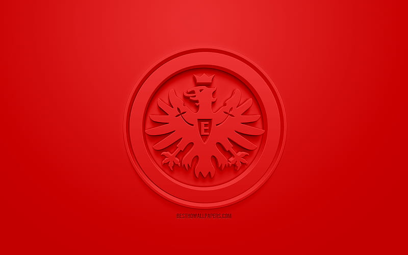 Eintracht Frankfurt, creative 3D logo, red background, 3d emblem, German football club, Bundesliga, Frankfurt am Main, Germany, 3d art, football, stylish 3d logo, HD wallpaper