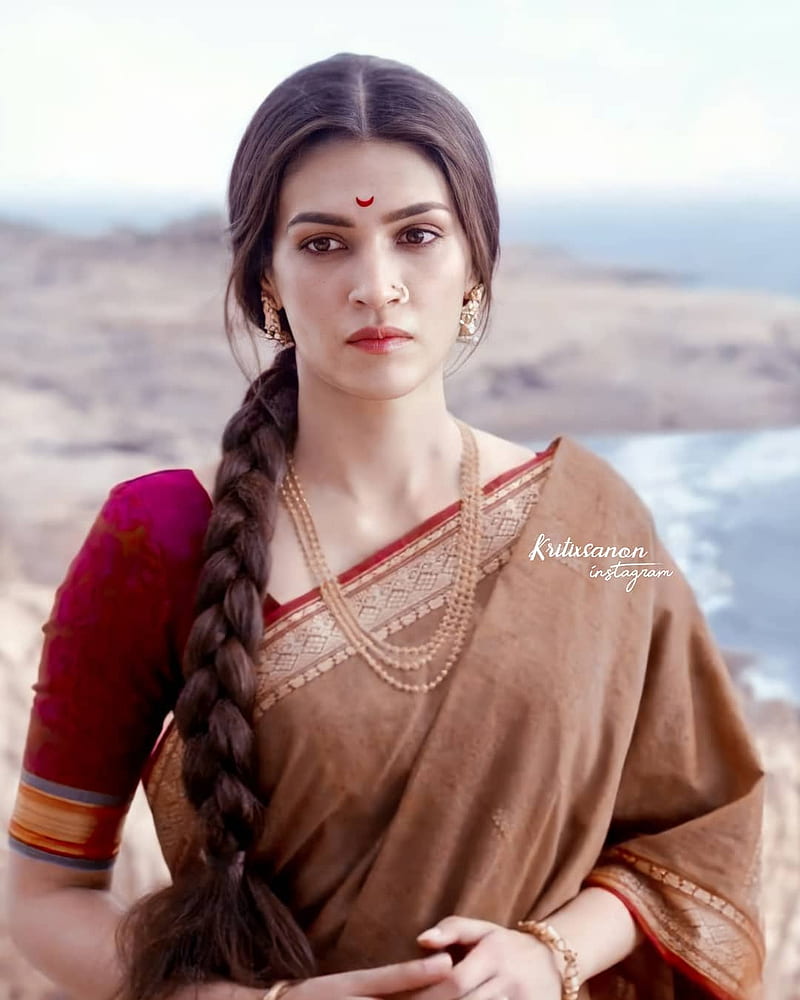 Kriti Sanon, actress, bonito, bollywood, indian beauty, marathi, saree, HD phone wallpaper