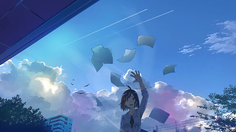 Anime, Original, Cloud, Girl, Short Hair, Summer, HD wallpaper | Peakpx