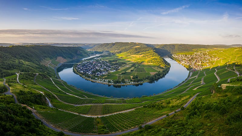 Moselle River Loop Krv Germany, river, loop, moselle, krv, germany, HD wallpaper