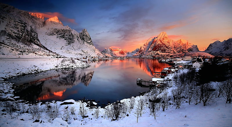Winter, Nature Ultra, Seasons, Winter, Sunset, HD wallpaper