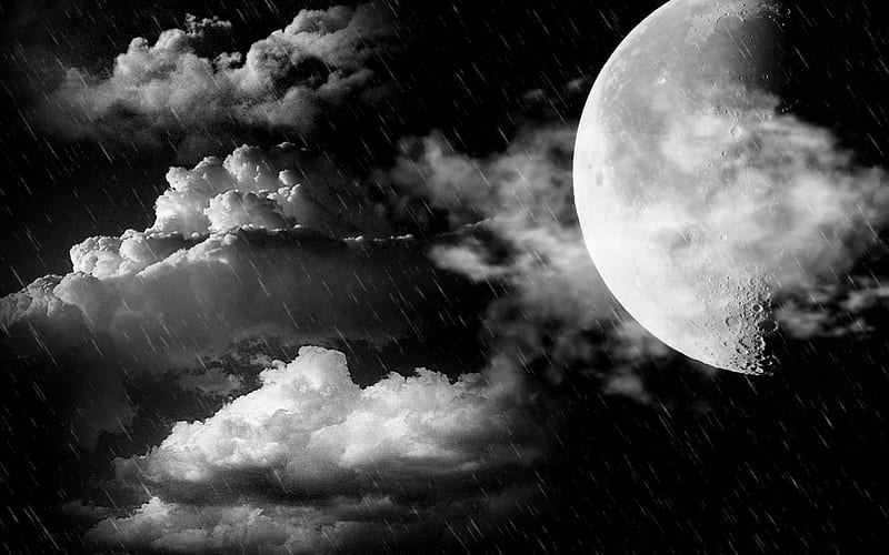 Full moon, moon, clouds, skyes, night, HD wallpaper