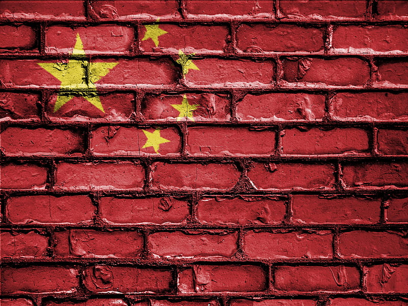 china, flag, paint, wall, texture, symbolism, HD wallpaper