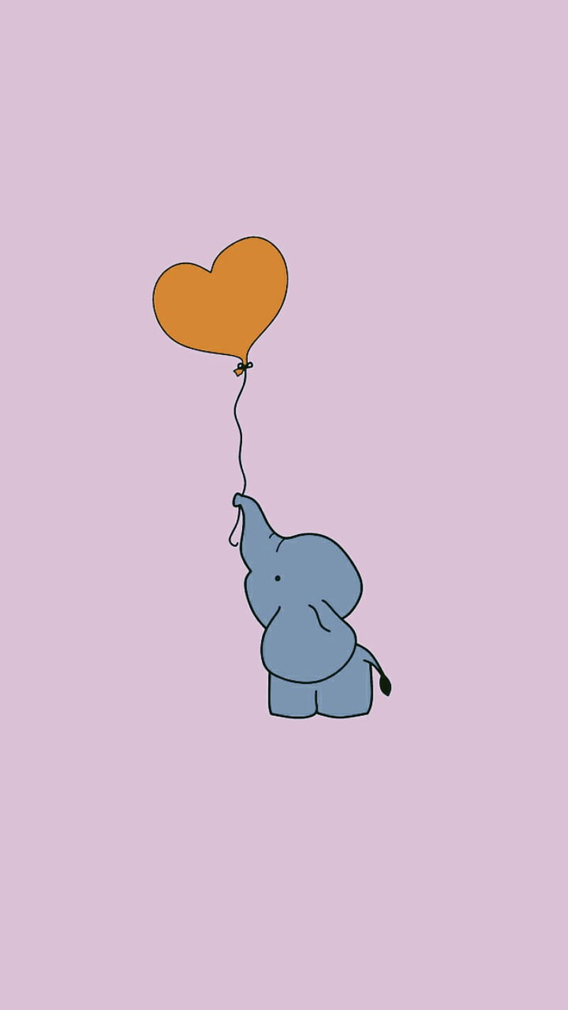 Elefantito, heart, elefante, globo, HD phone wallpaper