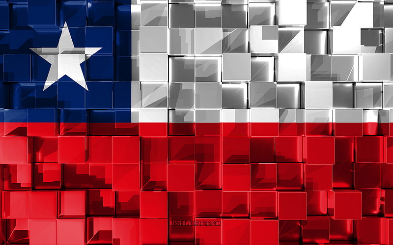 Flag of Chile, 3d flag, 3d cubes texture, Flags of South America countries, 3d art, Chile, South America, 3d texture, Chile flag, HD wallpaper