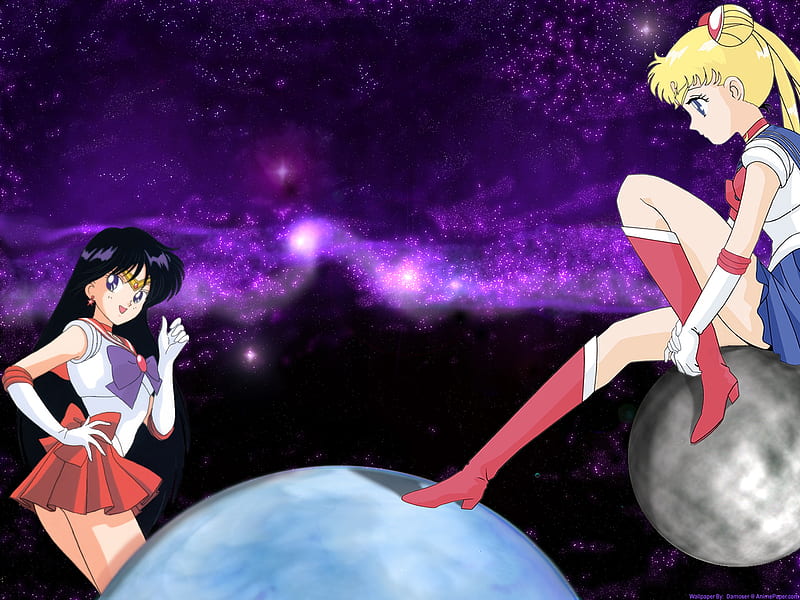 Sailor Mars and Sailor Moon, manga, usagi tsukino, raye, serena, rei, anime, sailor mars, sailor moon, rei hino, usagi, HD wallpaper