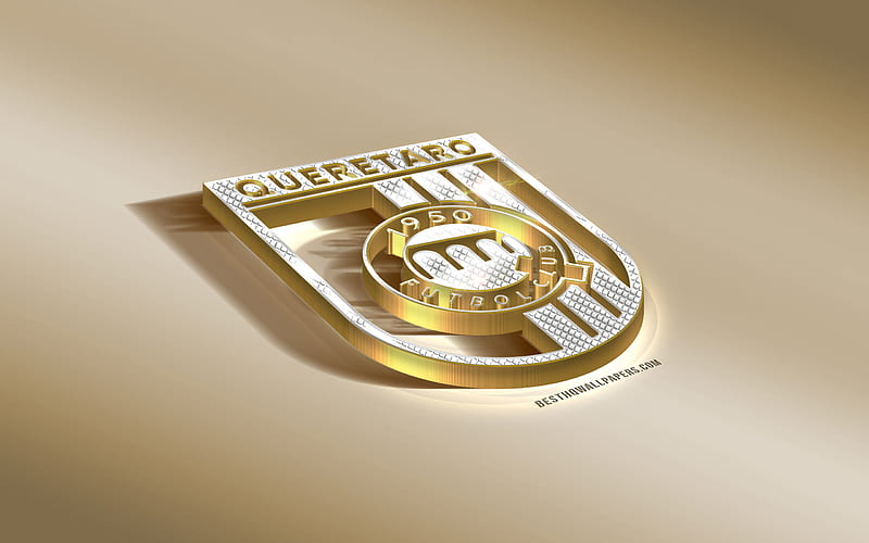 Queretaro FC, Mexican football club, golden silver logo, Santiago de Queretaro, Mexico, Liga MX, 3d golden emblem, creative 3d art, football, HD wallpaper