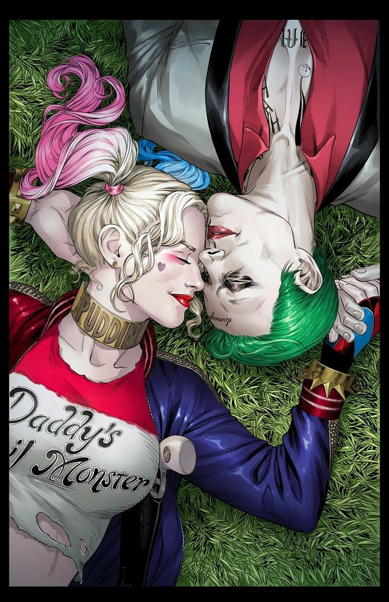 Harley and Joker , cartoon, characters, comics, harley quinn, joker, movies, HD phone wallpaper