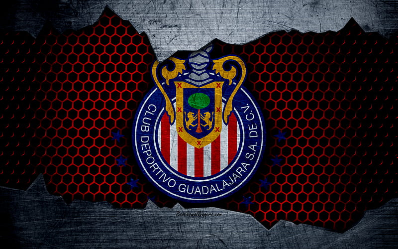 Guadalajara Chivas logo, Liga MX, soccer, Primera Division, football club, Mexico, grunge, metal texture, Guadalajara Chivas FC, HD wallpaper