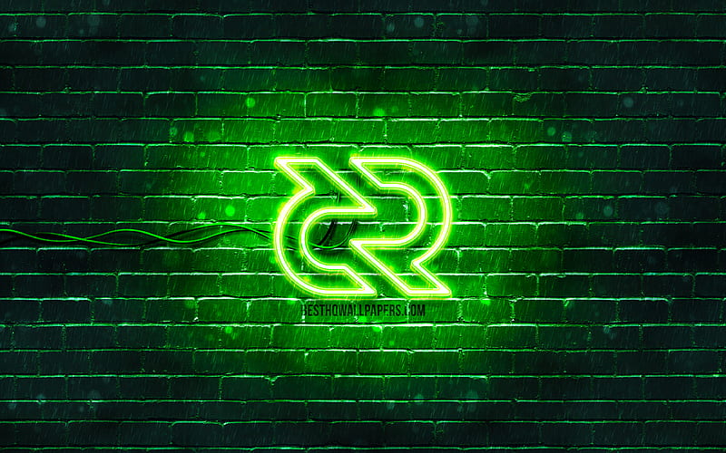 Decred green logo green brickwall, Decred logo, cryptocurrency signs, Decred neon logo, cryptocurrency, Decred, HD wallpaper