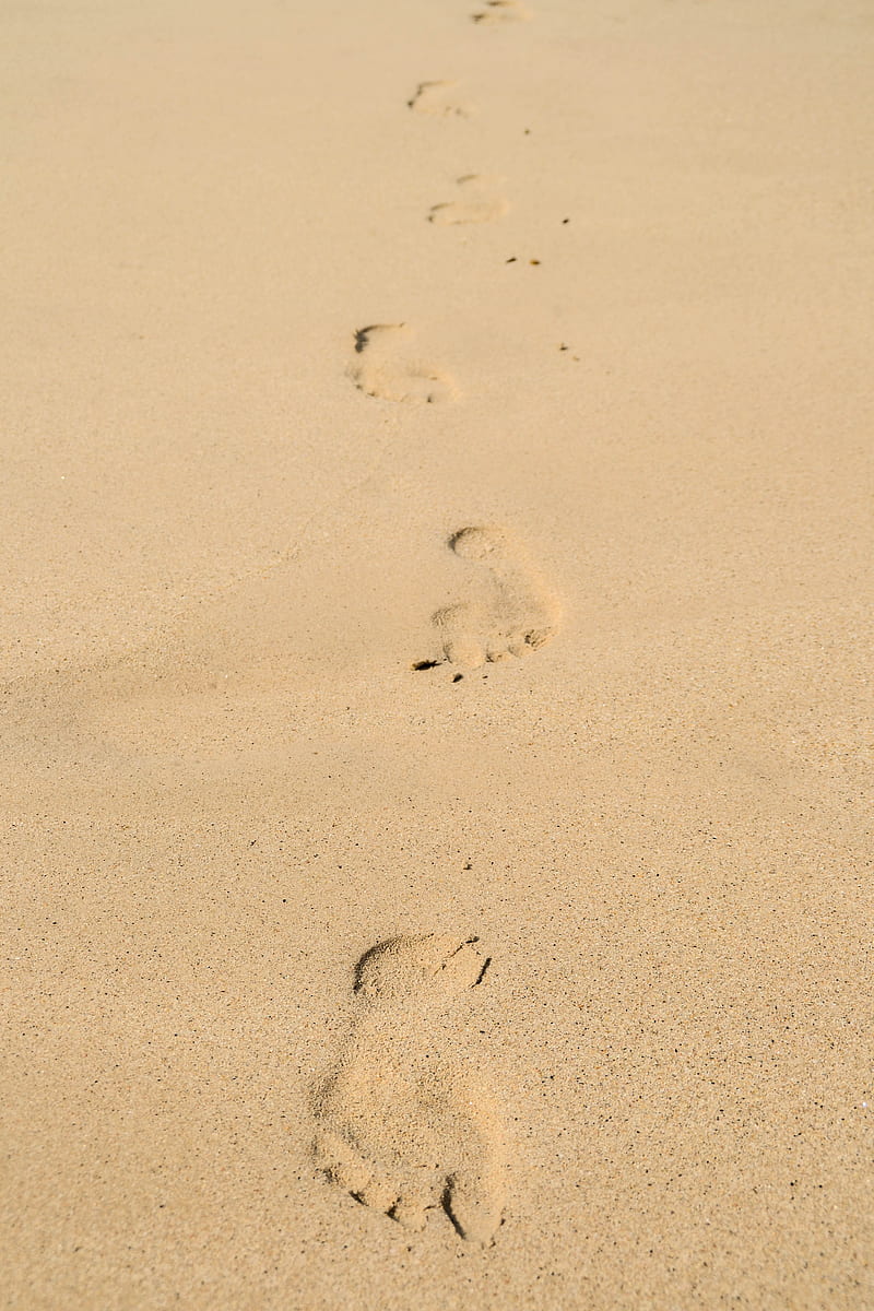 footprints, sand, beach, HD phone wallpaper
