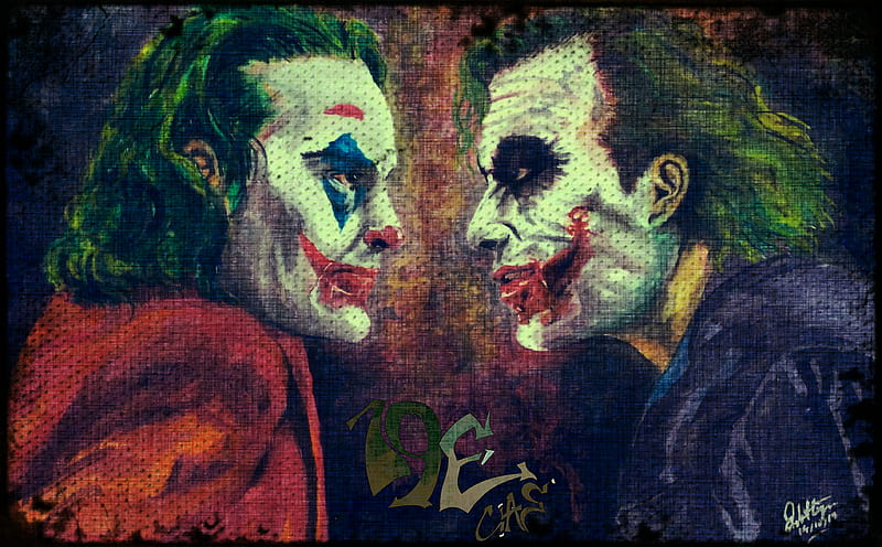 Jokers, dc comics, heath ledger, joaquin phoenix, joker, joker movie 2019, HD wallpaper