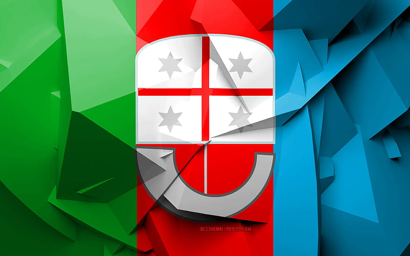 Flag of Liguria, geometric art, Regions of Italy, Liguria flag, creative, italian regions, Liguria, administrative districts, Liguria 3D flag, Italy, HD wallpaper