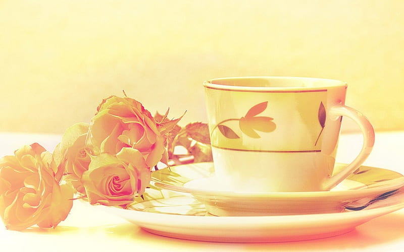 Cup with Rose, cup, coffee, rose, tea, HD wallpaper | Peakpx