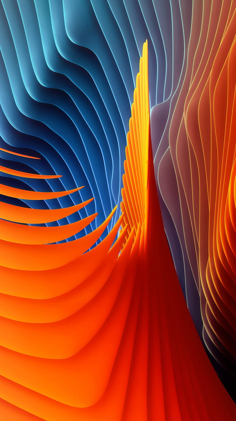 Abstract, 3d, bends, blue, colorful, colors, orange, s8, wave, HD phone wallpaper