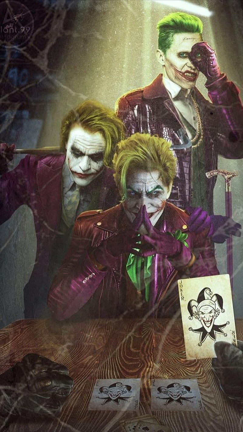 Joker, character, drawings, film, green hair, hahaha, joker card, jokers, movie, HD phone wallpaper