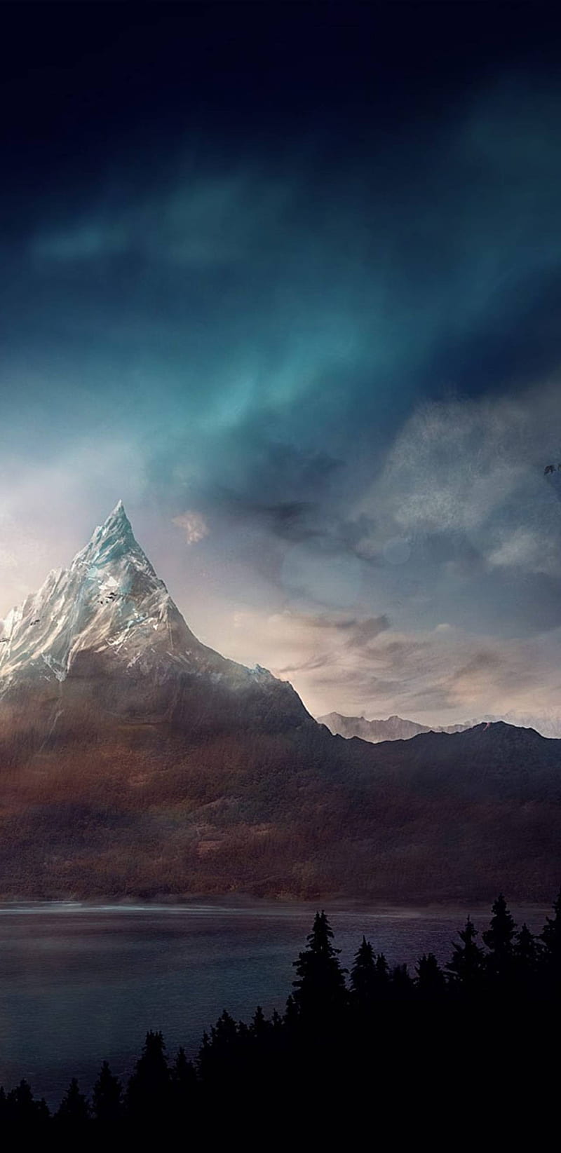 Lake view, mountains, mountain, mac, star, galaxy, epic, HD phone wallpaper