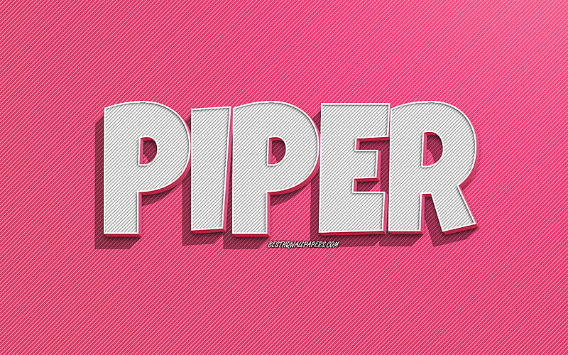 Piper, pink lines background, with names, Piper name, female names, Piper greeting card, line art, with Piper name, HD wallpaper