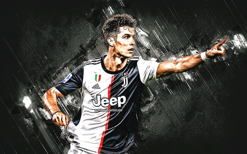 Cristiano Ronaldo, portrait, Portuguese footballer, Juventus FC, creative art, Juve, Serie A, football, HD wallpaper
