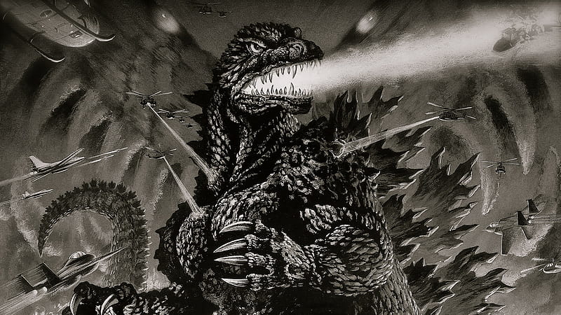 Black Godzilla Attacking By Lighting From Mouth And Shot Godzilla From Airforce Movies, HD wallpaper
