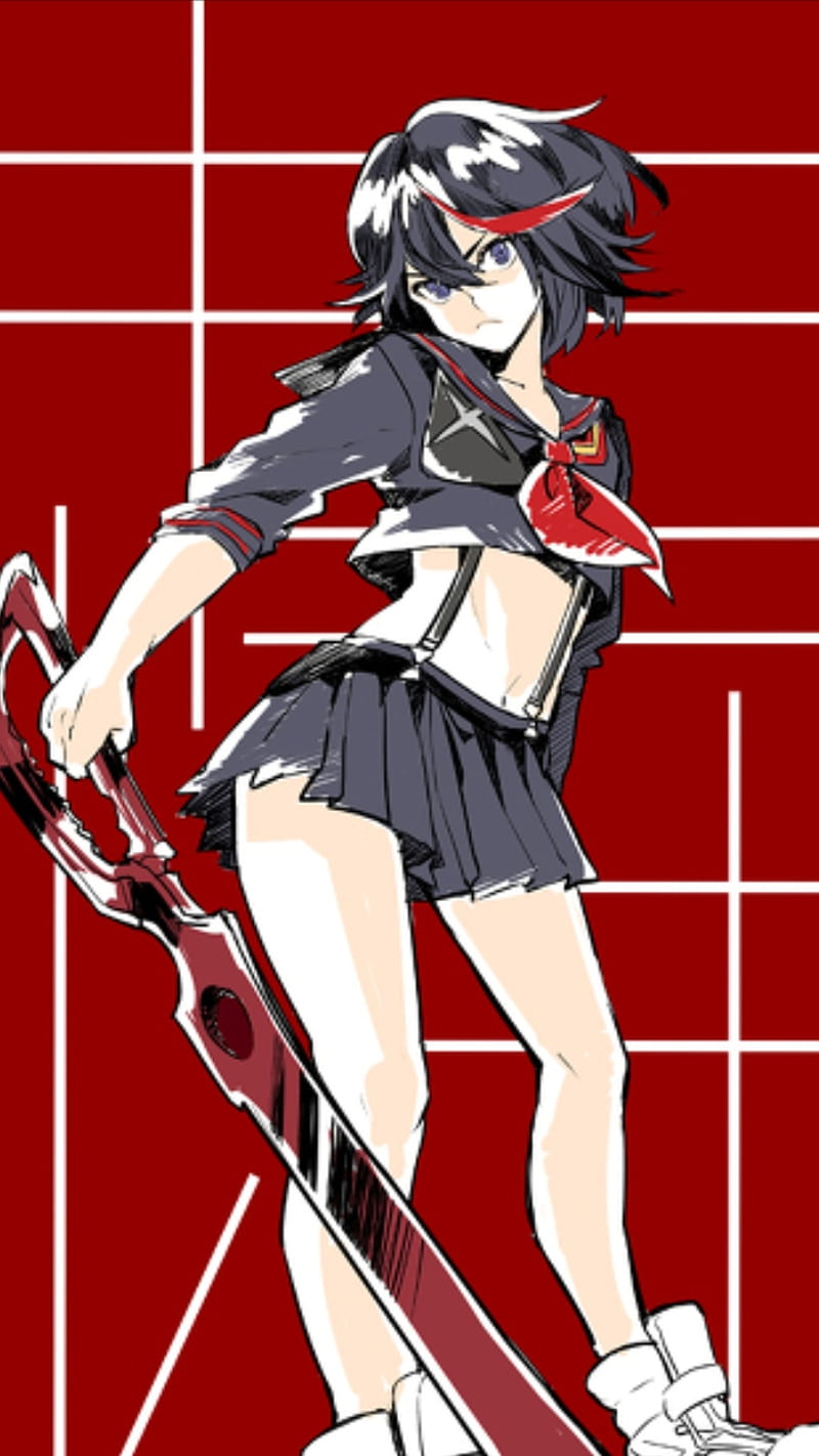 Ryuko, anime, dragon, girl, kill, la, matoi, red, senketsu, tiger, HD phone wallpaper