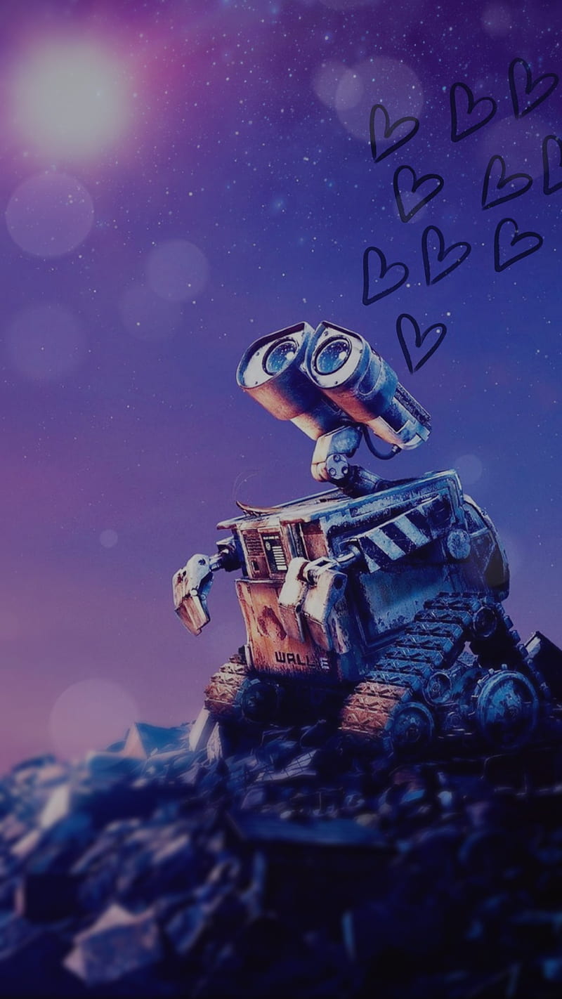 Wall-E, cute, disney, love, robot, shine, space, HD phone wallpaper