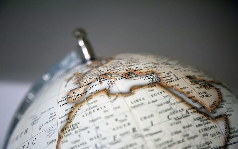 Globe, Mediterranean, Italy, Africa, Europe, blur, Earth, HD wallpaper