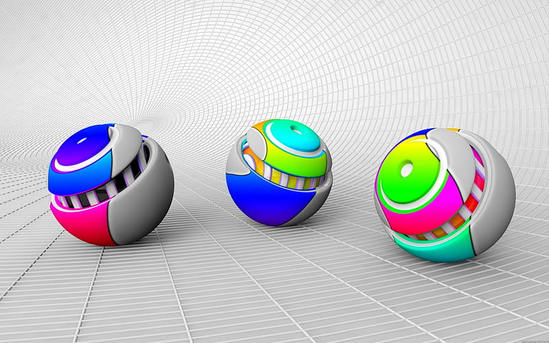 3 Sfere, color, pastel, sphere, grid, HD wallpaper