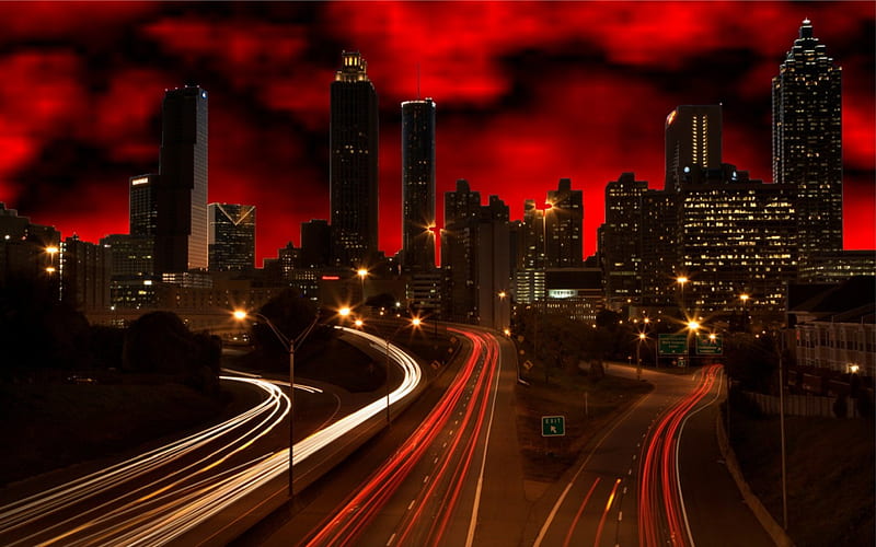 Storm City-Atlanta city, storm, enhanced, HD wallpaper | Peakpx