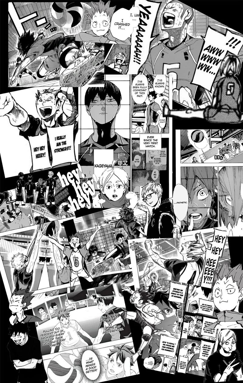 Haikyu Manga Mashup, anime, azumane asahi, hinata shoyo, kenma kozume, lev, nishinoya, tanaka, tendou satori, tobio kageyama, HD phone wallpaper