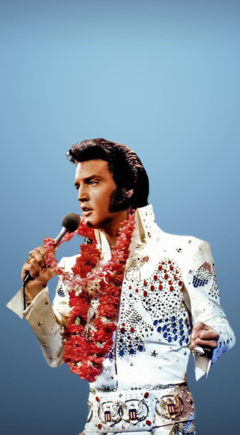 Elvis in concert, aloha, blue, hawaii, HD phone wallpaper